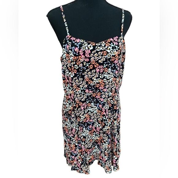 New with tags Calvin Klein black floral slip style dress, adjustable straps sz M - Picture 1 of 10